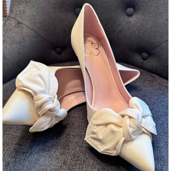 Ted Baker London Shoes - Ted Baker Ivory Satin Bow Stilettos (Hyana) Size 38